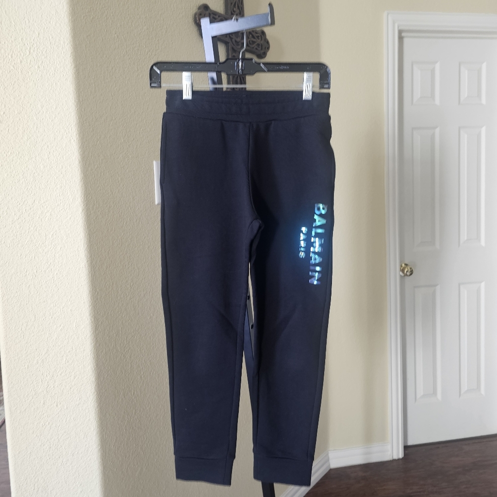 Balmain Black Sweatpants with Elastic Cuffs Kids Size 10A NWOT